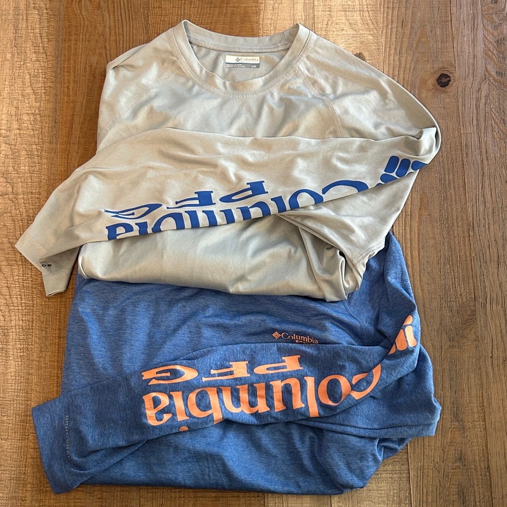 Columbia Gray and Blue Long Sleeve Shirts
